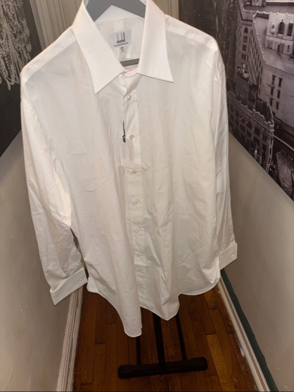 Dunhill Men’s White Point-Collar Dress Shirt